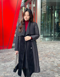 Bedrin Shawl Collar Down Long Padding Coat (Belt Set)