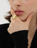 Champagne Full Moon Silver Wide Ring