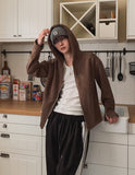 Brock Shoulder Rivet Ribbed Hoodie Zip-Up