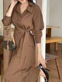 [Hairband Set] Macy Collar Wrap Shirt Banding Long Skirt Set
