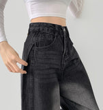 Side Pin Tuck Line Wide Fit Denim Pants