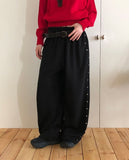 Nadine Studded Banding Strap Wide-Fit Training Long Pants