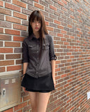 Nimu Stripe Pattern Belt Short Skirt Pants
