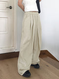 Boning Pintuck Washer Banding Waist Long Wide Pants