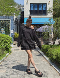Dewey stripe off-shoulder long sleeves