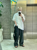 S/S wide fit indigo linen denim jeans
