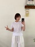 Harletter Star Embroidered Crop Short Sleeve Tee
