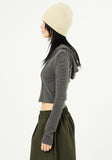 Balance incision ribbed crop hoodie