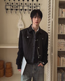 Kurt knit color matching leather jacket