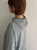Sannive Stripe Hood Long Sleeve Tee
