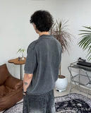 Pad Pigment Collar Knit Short Sleeve