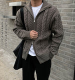 Rope high neck cable zip-up knit