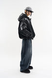 Phantom hooded glossy short padded jacket
