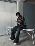 Kio two-tone layered denim pants