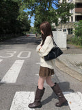Empty Suede Frill Banding Mini Skirt