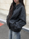 [MADE] Beer Pocket Boxy Leather Collar Jacket