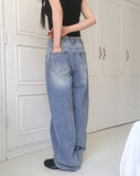 Rudian Back Banding Wide Denim Pants