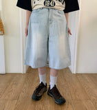 Nazumi Cube Washing Light Blue Bermuda Denim Pants