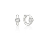 Orbit Silver (W) Point Pave One-Touch Earrings