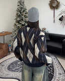 Ruel Argyle Mohair Knit Zip-Up