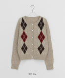 Migon Argyle Round Knit Cardigan