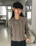 [MADE] Dough Vintage Stripe Lace Slim Shirt
