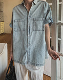 Danish Roll Up Half Denim Shirt