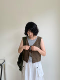 Mimoru Punching Layered Ribbon Knit Vest