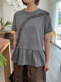 Elg Summer Frill Stripe Short Sleeve Tee