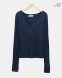 Muhi Button Heart Neck Long Sleeve T-shirt