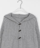 Tomiba Toggle Cable Hood Wool Knit - Wool 100