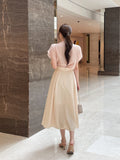 Cellua Pleated Flare Long Skirt