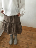 Betel Layered Check Midi Skirt