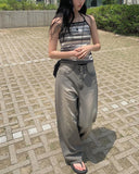 Rot Gray Washing Denim Wide Pants