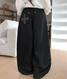 Liik Back Cross Studded Cotton Pants