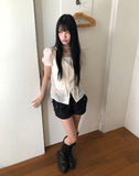 Heres Back Ribbon Puff Blouse