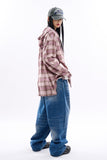 Flannel hooded over check shirt