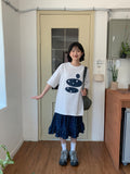 Imilve Dot Embroidery Over Short Sleeve Tee