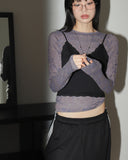 Jeffin Rose embossed two-tone see-through long-sleeved T-shirt