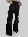 Glan Rivet Cargo Bootcut Pants