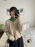 Rurui Mix Color Wool Crop Cardigan