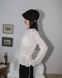 Daen Alpaca Wool Punching Frill Strap Knit