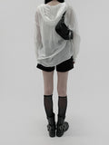 Teu see-through hooded shirt