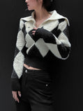 Argyle big collar Knit