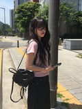 Miron Pink Lettering Raw Balloon Wide Pants