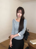 [MADE] Oeun Round Button Three Quarter Sleeve T-Shirt
