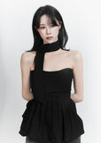 Ribbon flare halter top