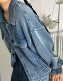 STONE WASHING OVER CARDIGAN