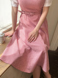 GN Seersucker Check Collar Puff One Piece (Belt Set)