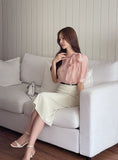 Love It Tie Diagonal Frill Puff Blouse